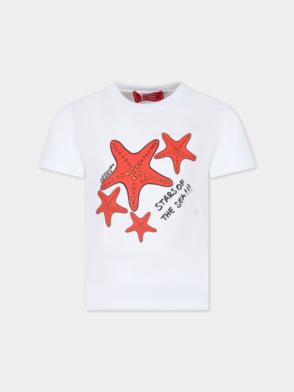 White t-shirt for girl with print starfish